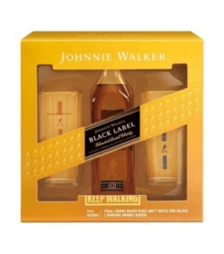 Johnnie Walker Black W/2 Glass Gift Set Blended Scotch Whisky