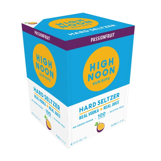 High Noon Passionfruit Vodka And Soda 4-355ml Cans 1 High Noon Passionfruit Vodka And Soda 4-355ml Cans