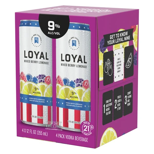 Loyal 9 Cocktails Mixed Berry Lemonade 4-12oz Cans 1 Loyal 9 Cocktails Mixed Berry Lemonade 4-12oz Cans