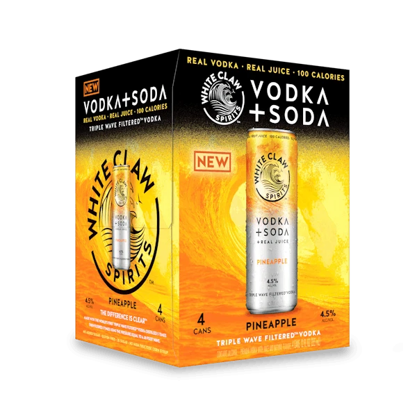 White Claw Vodka Soda Pineapple 4-12oz Cans 1 White Claw Vodka Soda Pineapple 4-12oz Cans