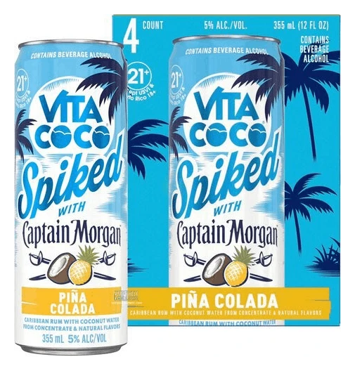 Captain Morgan Vita Coco Pina Colada 4-355ml Cans 1 Captain Morgan Vita Coco Pina Colada 4-355ml Cans