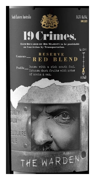19 Crimes 'The Warden' Red Blend 2021 8 19 Crimes 'The Warden' Red Blend 2021 -US Liquor Sales 2024 60934